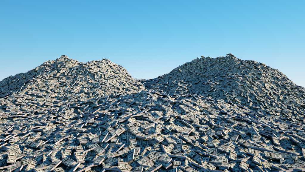 Berge von Dollar-Bündeln