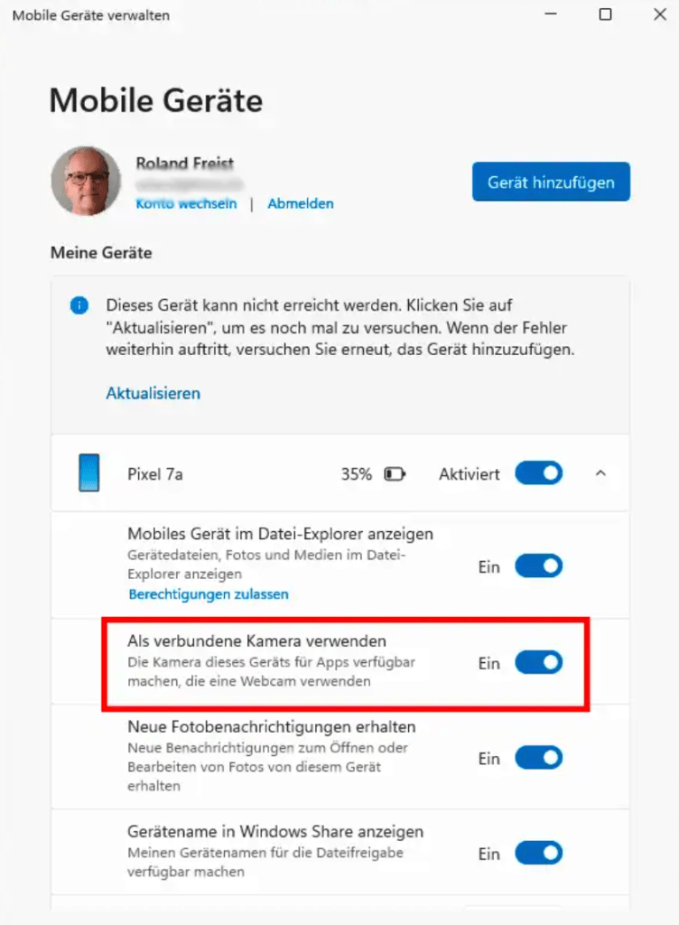  Ihr Smartphone als Kamera für den PC