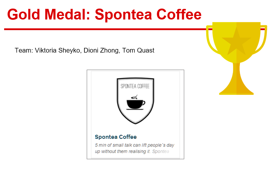 HR Hackathon November Ausgabe Gewinner der Kategorie "Built from Scratch": Spontea Coffee